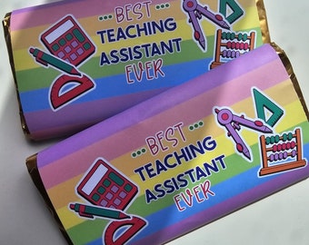 teacher assistant chocolate bar wrapper gift instant download file