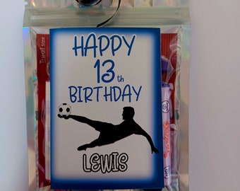 Football themed personalised sweet filled pouch party bag favour sweet cone alternative perfect children's party bag favour for kids parties