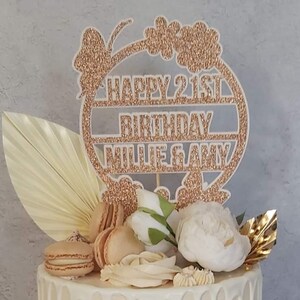 Lussuoso topper per torta personalizzato in oro rosa glitter card a doppio strato con 3 ventilatori di varie dimensioni per la decorazione della torta bellissime torte
