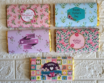 Mother's day candy chocolate bar wrappers for galaxy or Hershey's bar jpeg file ready to print 2 per page