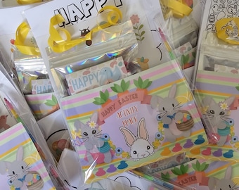 EASTER kids activity and sweet packs with stack crayon and stickers and bag of sweet gift for children , colouring pack fun gift idea