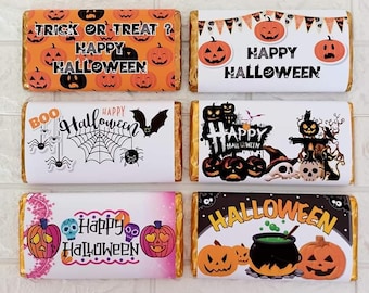 Halloween chocolate bar wrapper file 6 designs jpeg ready to print size A4 2 per page