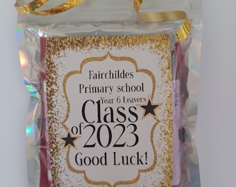 School leavers sweet bag party favour sweet cone alternative personalised with school name filled with sweets