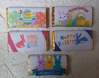 Easter candy chocolate bar wrappers for galaxy or Hershey's bar jpeg file ready to print 2 per page