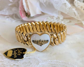 1940s Sweetheart Expansion Bracelet Pitman Keeler Signed Vintage