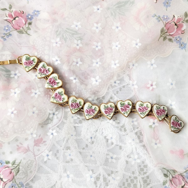 Vintage Rose Enamel Bracelet