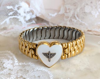 アクセサリー 40s SweetHeart Expansion Bracelet Carmen 1940s Double Aqua Blue Sweetheart Expansion Bracelet Carmen Signed