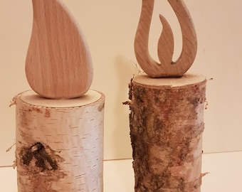 Birkenkerze handgefertigt als Tischdekoration oder Fensterbankdekoration und als Geschenk zu Geburt, Taufe, Einschulung, Konfirmation usw.