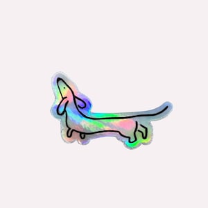 Mini Holographic Dachshund Sticker    **please note size**