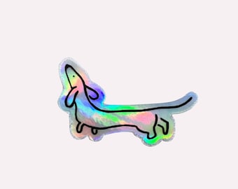 Mini Holographic Dachshund Sticker    **please note size**