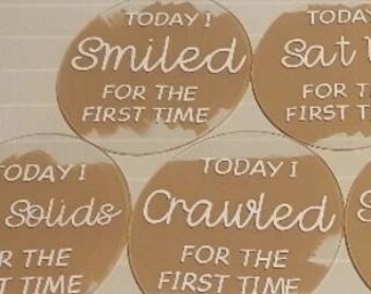 Baby Milestone Discs - 10cm Acrylic Photograph discs, memory discs, baby gift, baby shower gift