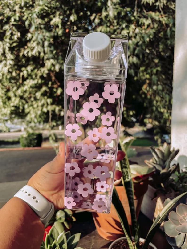 2-Pack Milk Carton Water Bottles – 500ml/17oz BPA-Free Clear Square Drinking Bottles, Leakproof