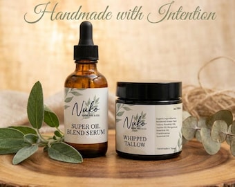 Whipped Tallow Balm & Super Oil Serum Bundle | Grass-Fed Skincare, Face Moisturizer