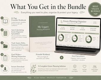 Estate Planning Bundle | Printable Workbook, Excel Organizer (Digital Download)