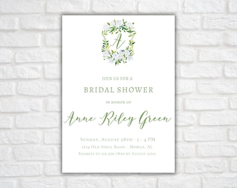 Bridal Luncheon Invitation, Floral Wedding Shower Invite | Printed