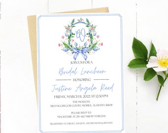 Bridal Luncheon Invitation, Floral Wedding Shower Invite | Printed