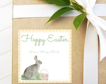 Hoppy Easter | Easter Gift Tag | Watercolor Bunny | Easter | Instant Download | Digital | Printable