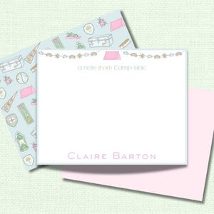 Personalized Camp Stationery Set for Girls | Camp Note Cards | Summer Camp Notecards | Custom Kids Note Cards