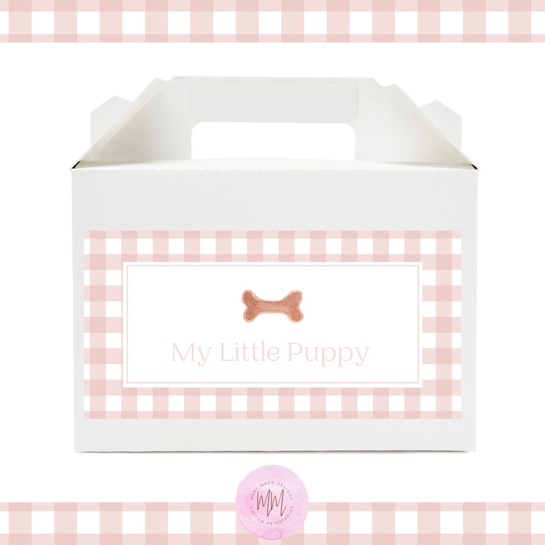 Adopt a Puppy Box Labels: Pink Gingham Party Printable (PDF) - Etsy