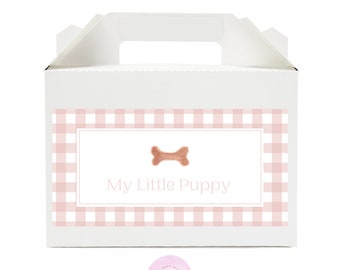 My Little Puppy Labels for Adopt a Puppy Box | Printable Download | Adopt a Puppy Printable Labels in Pink Gingham | Pink Puppy Party