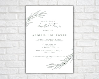 Bridal Luncheon Invitation, Floral Wedding Shower Invite | Printed