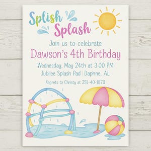 Splish Splash Party Invitation | Digital or Printed | Summer Party | Birthday