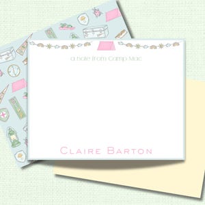 Personalized Camp Stationery Set for Girls | Camp Note Cards | Summer Camp Notecards | Custom Kids Note Cards