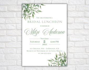 Bridal Luncheon Invitation, Floral Wedding Shower Invite | Printed