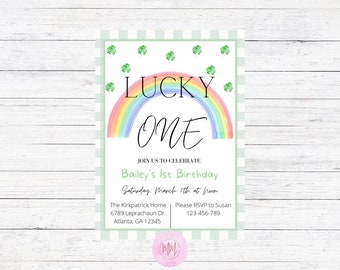 St. Patrick's Day | March Birthday Invitation, Watercolor, 5x7, Shamrock, Printed or Digital