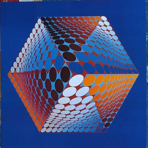Victor VASARELY Original heliogravure &quot;TUPA-3&quot;, 1974 / Original print by Vasarely