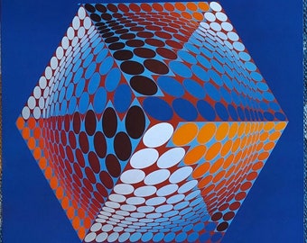 Victor VASARELY Original heliogravure &quot;TUPA-3&quot;, 1974 / Original print by Vasarely