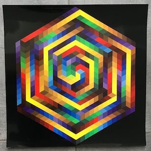 Victor VASARELY Original heliogravure &quot;HAT-B&quot;, 1972 / Original print by Vasarely