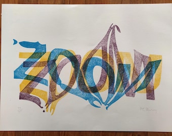 Pol BURY Signed lithograph "ZOOM" / Original print by Bury