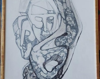 Ernst NEIZVESTNY Inchiostro firmato, 1967 / Opera originale di Neizvestny