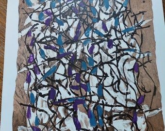 Jean-Paul RIOPELLE Original lithograph, Gallery Maeght, Paris, 1966 // Original print by Riopelle