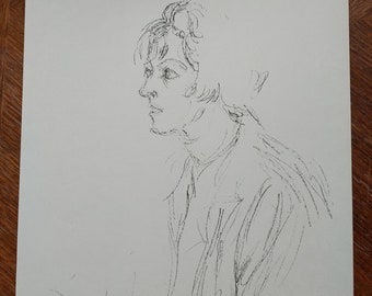 Alberto GIACOMETTI Original lithograph "Annette in profile". Gallery Maeght, 1961 // Original print by Giacometti