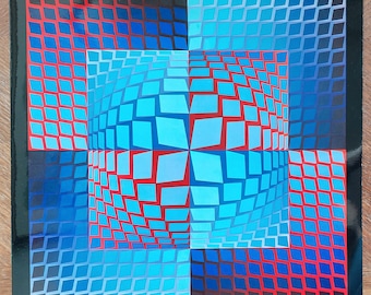 Victor VASARELY Original heliogravure "Quasar-Zett", 1972 / Original print by Vasarely