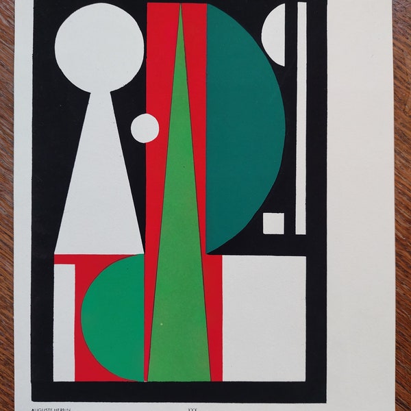 Auguste HERBIN Original pochoir, 1952 (Témoignages pour l’Art Abstrait). Original print by Herbin