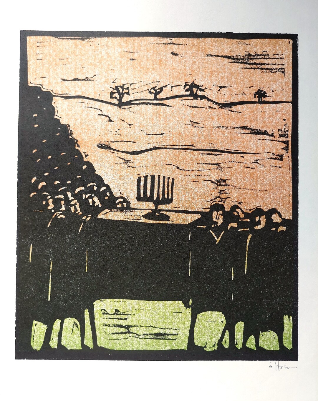 Åke HOLM Signed Linocut, Biblical Motive / Original Print by Holm