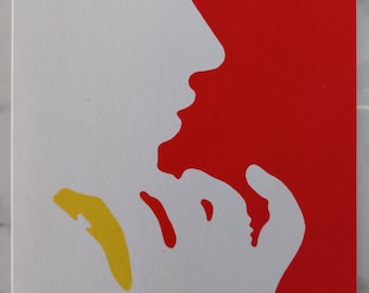 Lithographie originale de Lourdes Castro « Silhouette en rouge », 1967
