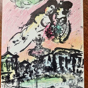 Marc CHAGALL Original lithograph &quot;Le ciel des amoureux&quot;, 1963 / Original print by Chagall