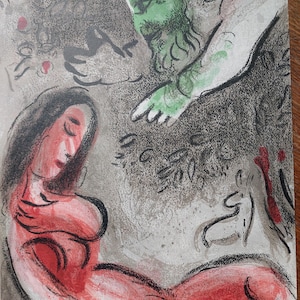 Marc CHAGALL Original lithograph &quot;Ève maudite par dieu&quot;, 1960 / Original print by Chagall