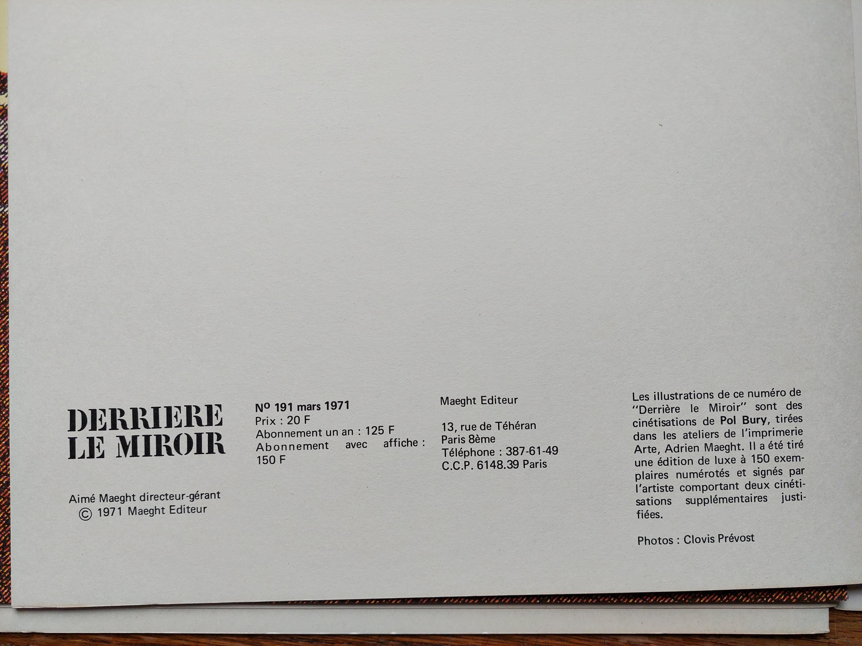 Pol Bury Derrière le Miroir No. 191 (1971) met originele prints