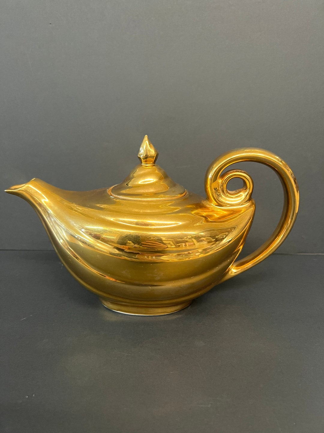 Vintage Golden Glo HALL Aladdin Teapot 22K Gold Porcelain Etsy