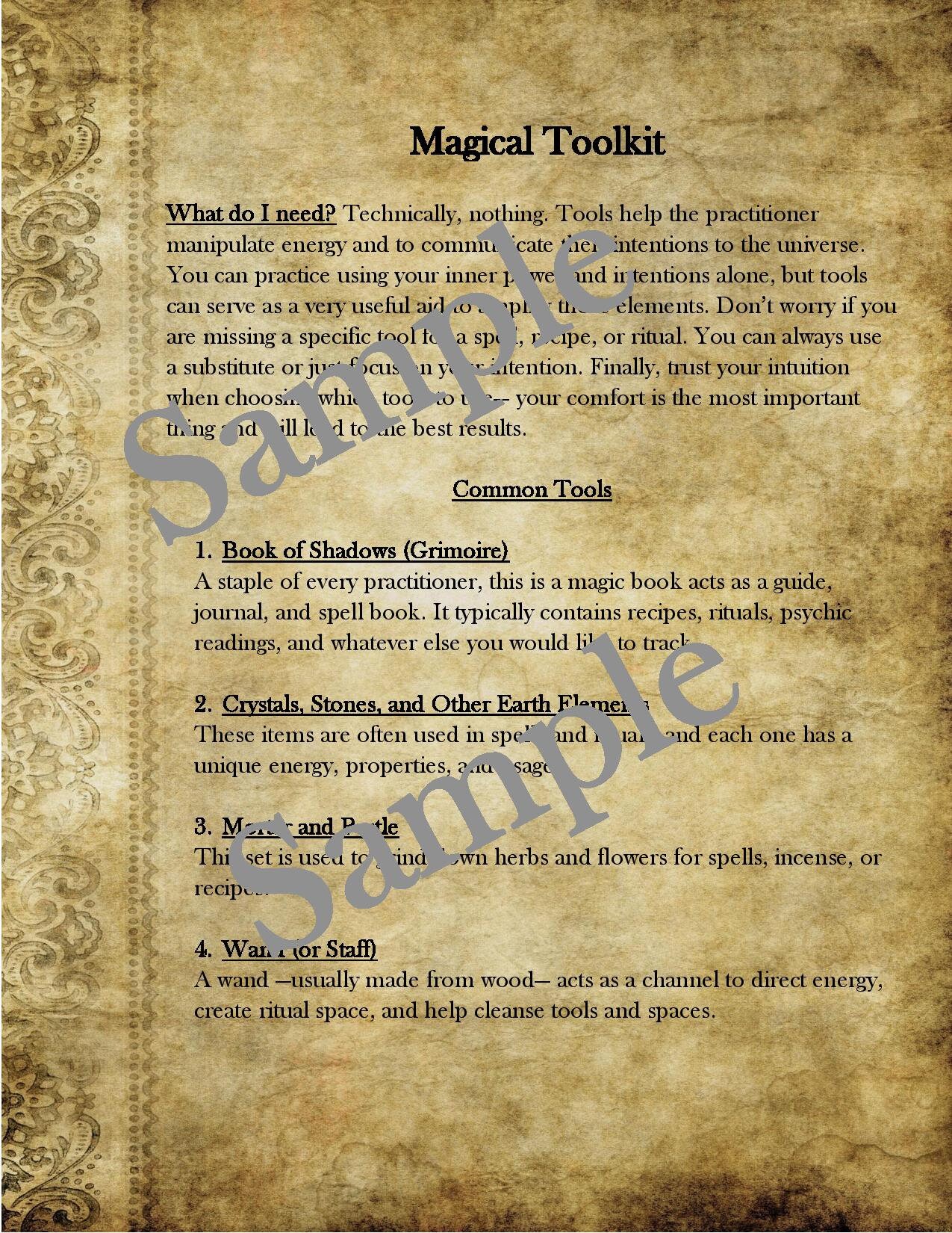 Common Ritual Tools- Instant Download Digital File (DIY Grimoire Page ...