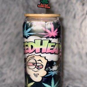 Smoke Beer Glass Can, WeedHead Beer Can, Glass Cups, Clear Glass tumblers