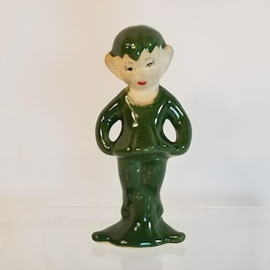 Vintage Pixie Elf Figurine Decor 4” Kitsch MCM Mid Century Christmas EUC