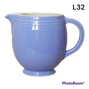 Vintage Hall Blue Pitcher Jug Creamer Vase Carafe Ribbed made in USA 5&quot;