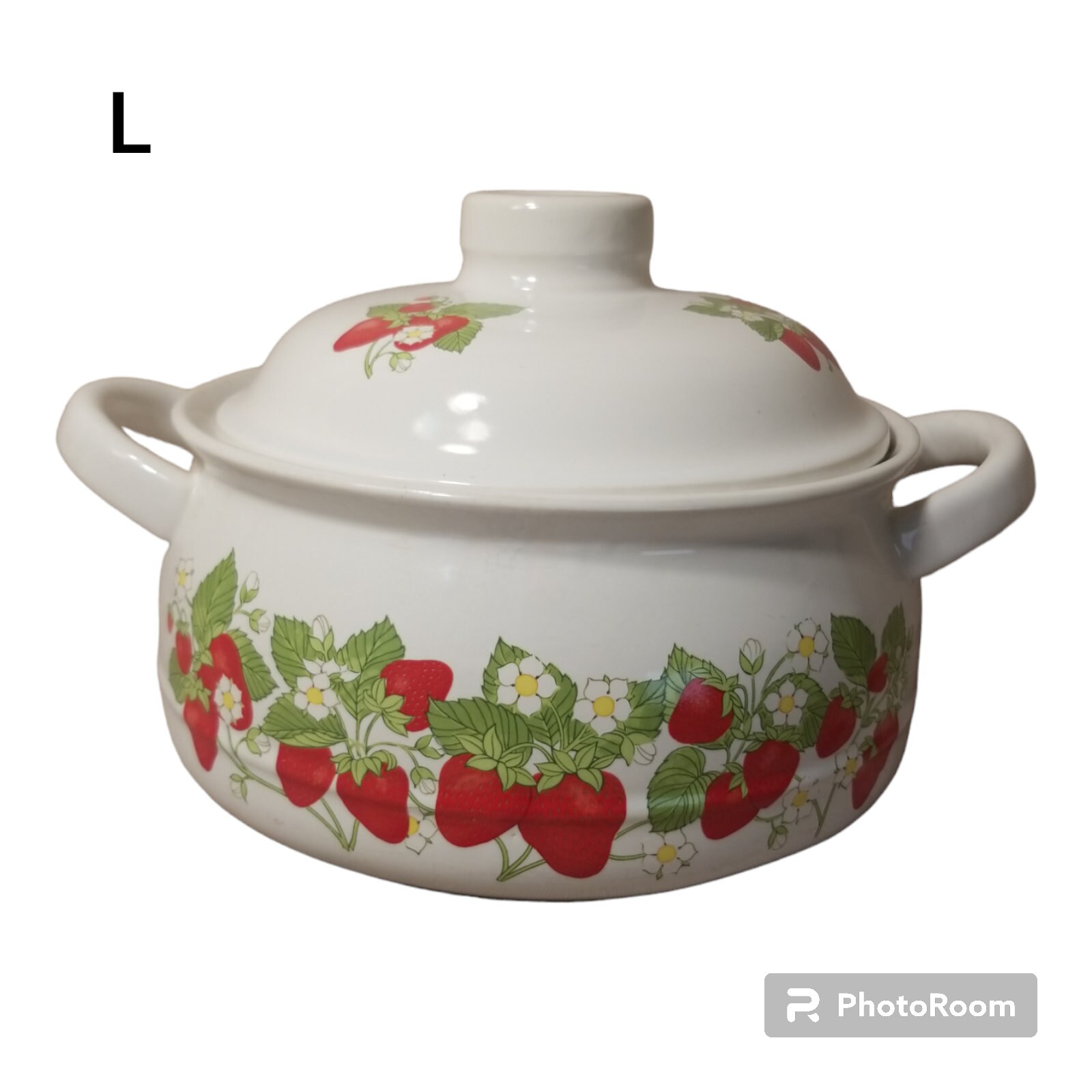 Sheffield Strawberries N Cream Casserole & Lid Large Vintage Made In Japan