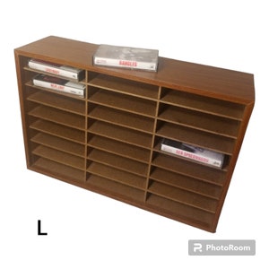 Vintage 24 Audio Music Cassette Tape Shelf Storage Holder Rack Display Wood